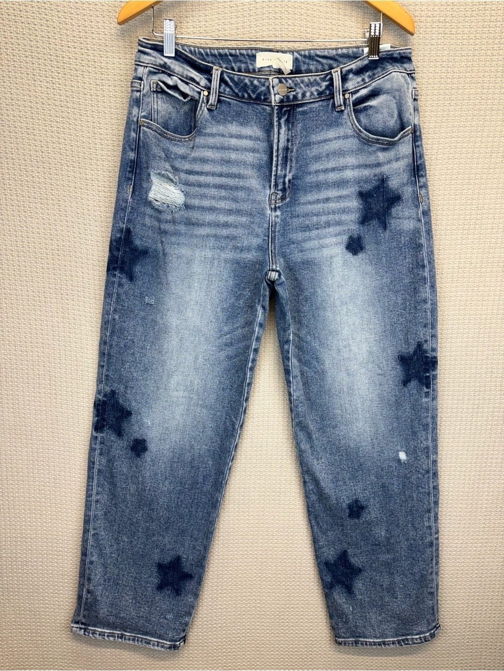 Risen Starlit Celeste Boyfriend High Waisted Jeans Women Sz 32 Boho Festival